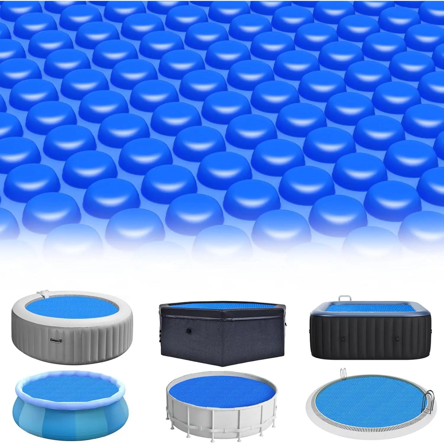 Solar Pool Cover 8 Ft Round Solar Blanket for Above Ground Inground Pools, Hot Tub  Bubble Wrap Pool Cover Protector, 12 Mil Circle Thermal Covers Floating Blanket Mat for Swimming Pools