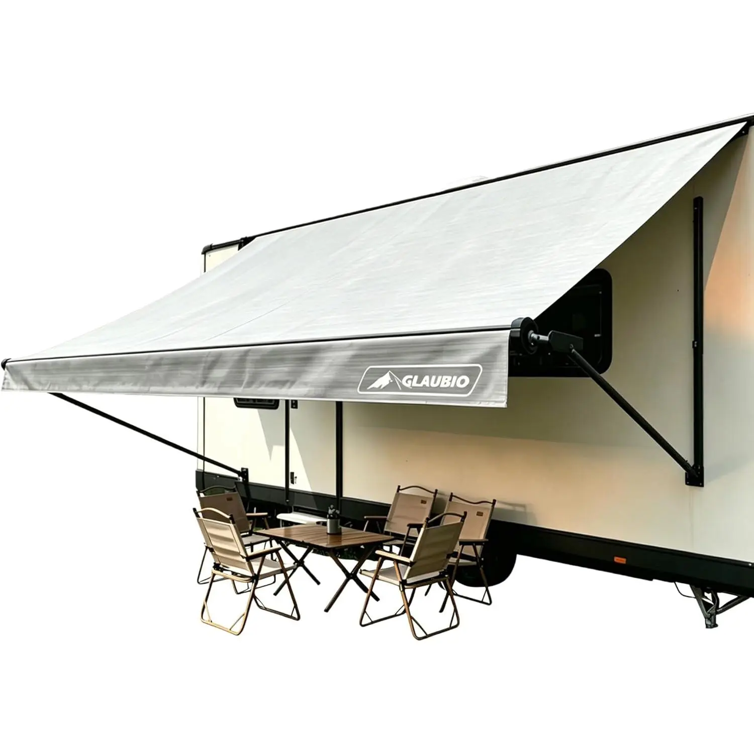 RV Awning Fabric Replacement 16FT, 19.5oz Heavy-Duty Camper Awning,UV-Resistant & Waterproof Canopy for Camper,Trailer,Motorhome (Gradient Gray, Fabric 15'2")
