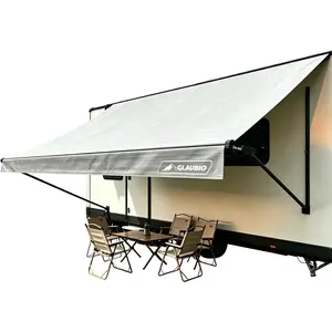 RV Awning Fabric Replacement 16FT, 19.5oz Heavy-Duty Camper Awning,UV-Resistant & Waterproof Canopy for Camper,Trailer,Motorhome (Gradient Gray, Fabric 15'2")