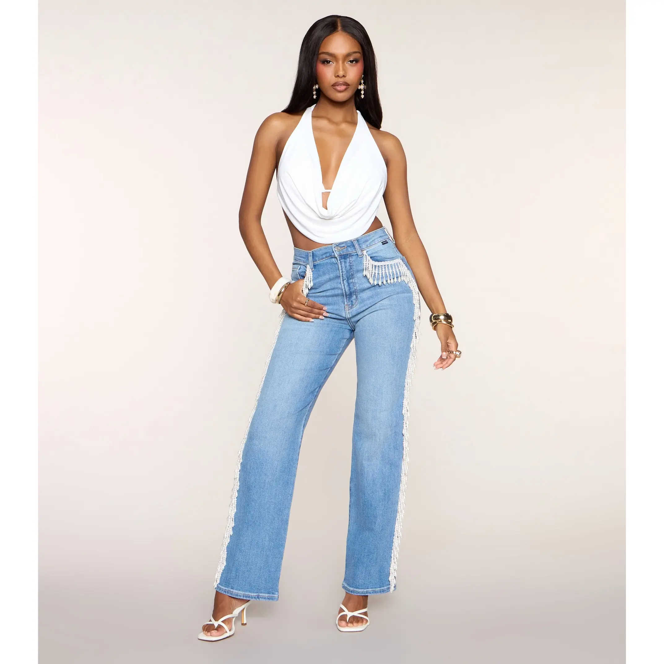 Statement Chic Pearl Boyfriend Jeans