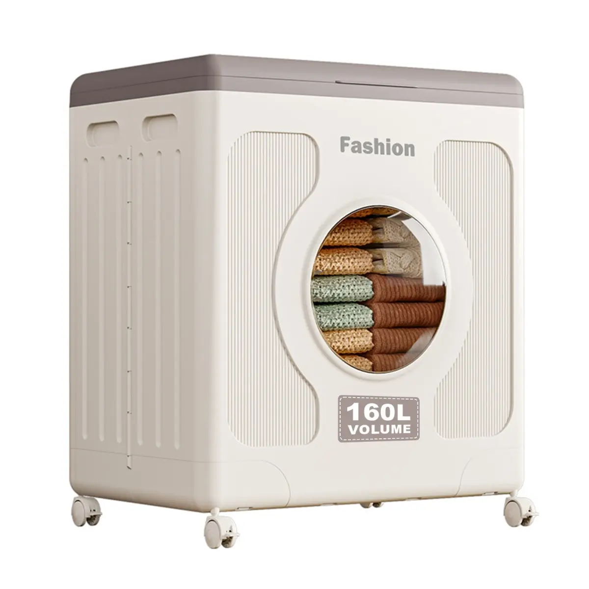 HOME Rolling Laundry Hamper with Lid 160L Large Capacity Collapsible Plastic Laundry Basket with Wheels Easy to Transport Install Free for Laundry Room