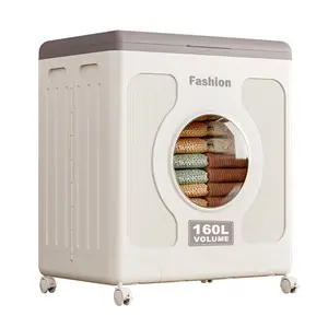 HOME Rolling Laundry Hamper with Lid 160L Large Capacity Collapsible Plastic Laundry Basket with Wheels Easy to Transport Install Free for Laundry Room