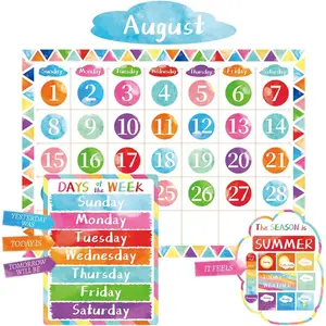 Watercolor Calendar Bulletin Board Set Colorful Classroom Calendar Set for  Decoration 110 count
