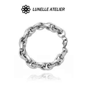 Bracelet for Men Women, Trend Titanium Steel Interlocking Link Bracelet, Hypoallergenic Chain Jewelry for Daily Wear Perfect Gift