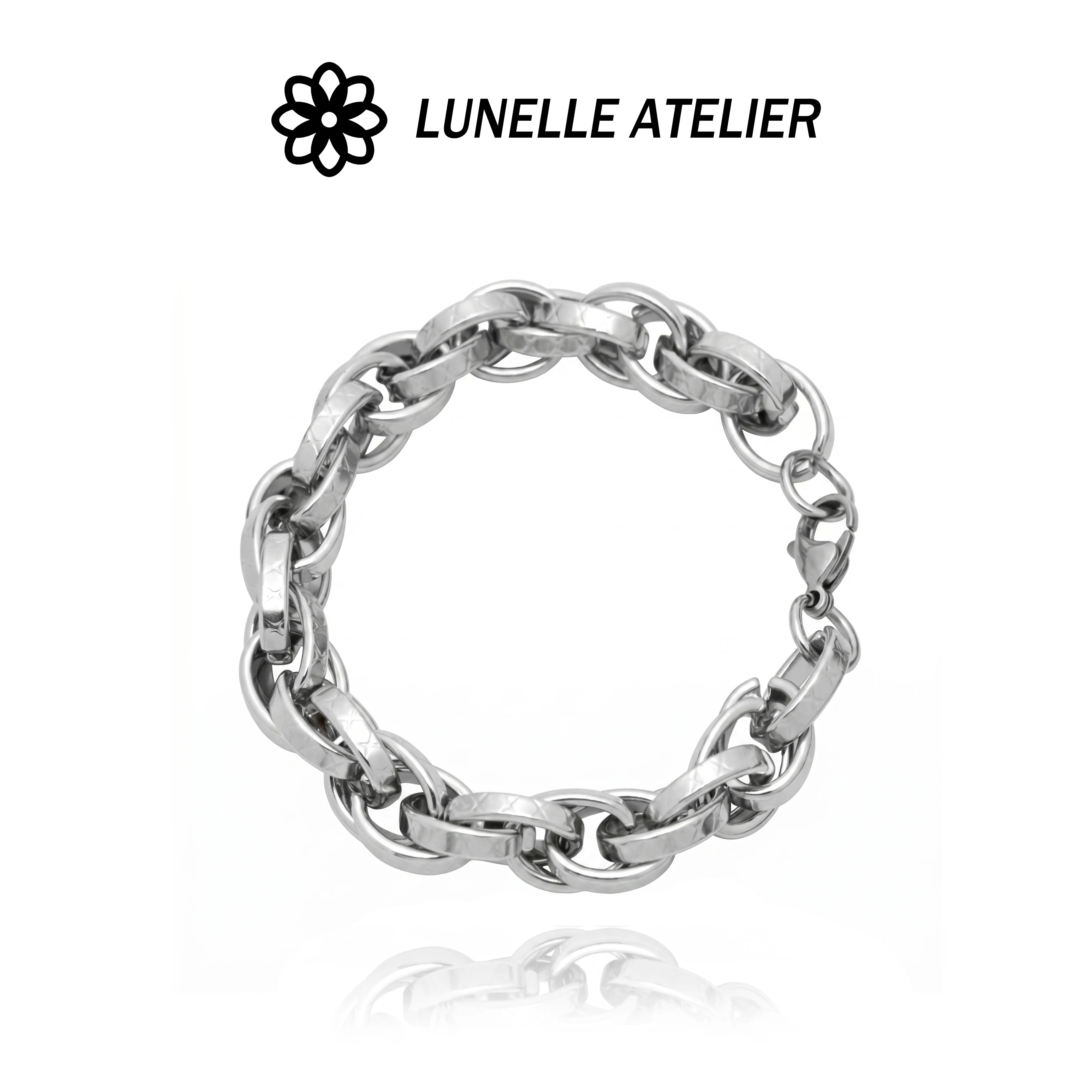 Bracelet for Men Women, Trend Titanium Steel Interlocking Link Bracelet, Hypoallergenic Chain Jewelry for Daily Wear Perfect Gift