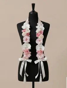 Handmade Floral Ribbon Lei Stole – Personalized Graduation Sash for Seniors