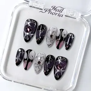 NailPhoria MIDNIGHT MAGIC - Handmade Press-On Nails | Reusable, Salon-Quality, Long-Lasting, Glossy Design
