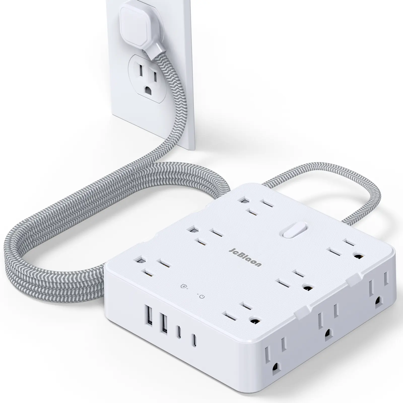 16 In 1 Surge Protector Power Strip, Wall Mounted Desktop Charging Station With 12 AC Outlets, USB & Type-C Ports, Suitable for Home, Office,Travel