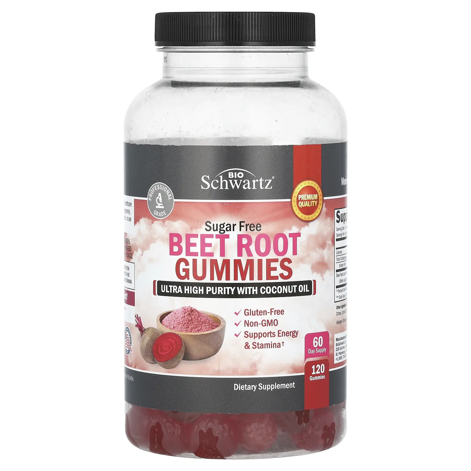 BioSchwartz Beet Root Gummies, Sugar Free, 120 Gummies (250 mg per Gummy)