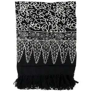 Black & White Batik Fringe Sarong – Timeless Print with Island Vibes