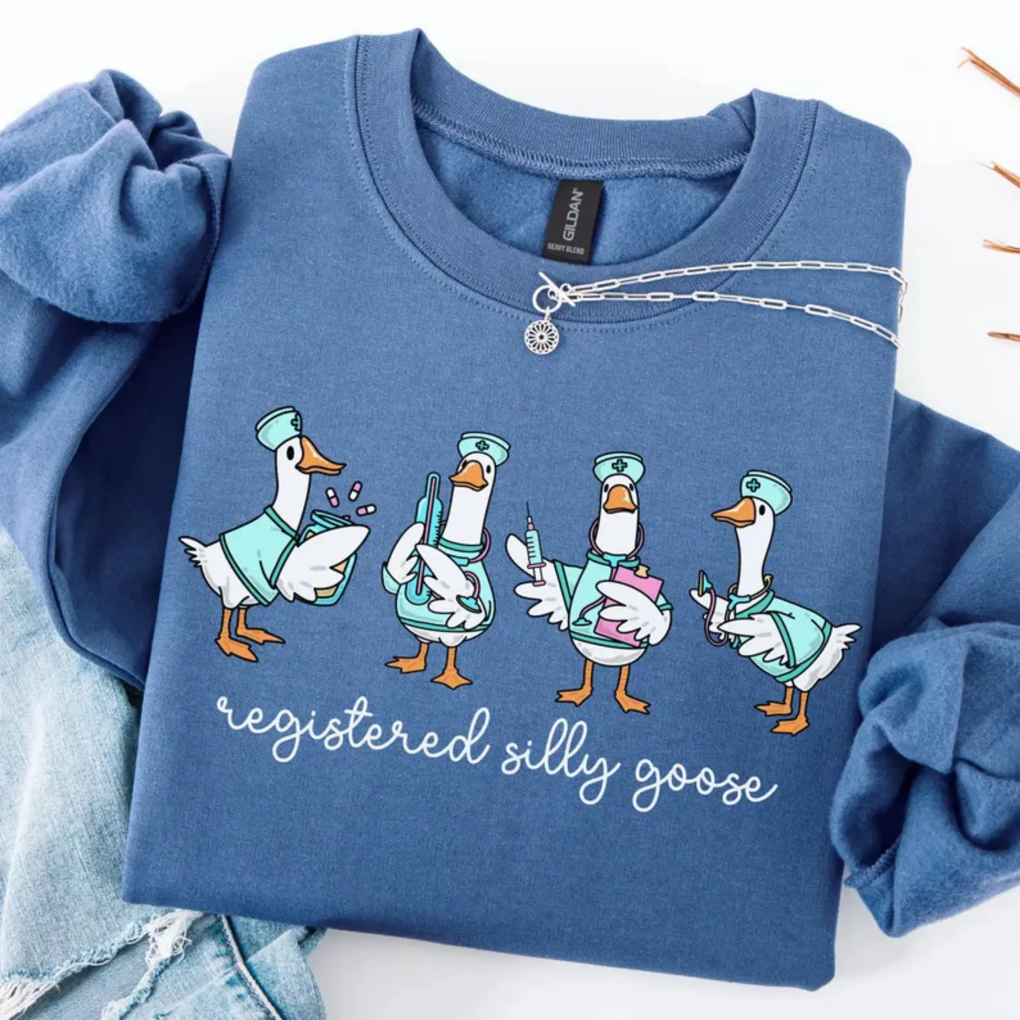 Registered Nurse Goose Sweatshirt, Silly Goose Nurse Sweatshirt, Funny Nurse Sweatshirt, RN Nurse Sweatshirt, Registered Nurse Sweater Women