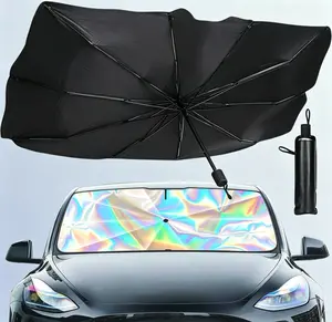 Laser Reflective Windshield Sun Shade Foldable Universal Car Windshield Upgrade Sunshade Enhanced UV Rays Reflective Sun Visor Shade Keeps Vehicle Cool