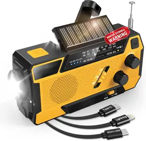 NOAA Emergency Weather Radio A1 4000mAh Portable Power Bank, AM/FM, USB/Solar/Hand Crank Charging, Battery Operated, SOS Alarm & Flashlight for Indoor/Outdoor Emergency - Orange