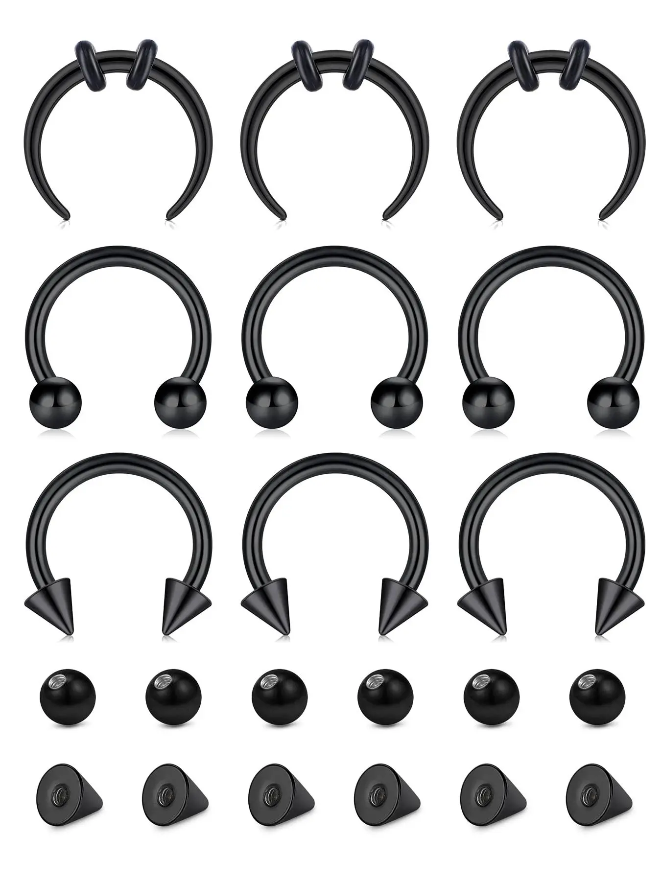 Punk Style Stainless Steel Nose Rings Hoops, Septum Ring, 1 Set Fashionable Nose Piercing Jewelry Body Piercings for Men & Women for Party & Daily Decor, Trendy All-match Body Jewelry for Daily Decor