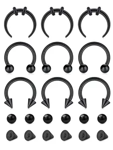 Punk Style Stainless Steel Nose Rings, 1 Set Fashionable Nose Piercing Jewelry for Men & Women for Party & Daily Decor, Trendy All-match Body Jewelry for Daily Decor