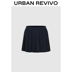 URBAN REVIVO Women's Elastic Waist Skort - A-Line Cut, Flexible Fit, 2025 Casual Trendy Versatile OOTD Bottoms, UYY550018 Fashion Tennis Skirts for Women, Tennis Skirts Women