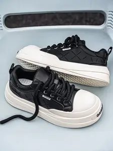 Men's Spring Summer Fashion Casual Sneakers, Height-Boosting Thick Sole Laces, Streetwear Derby Shoes, Size 45, All-Season Sports Shoes