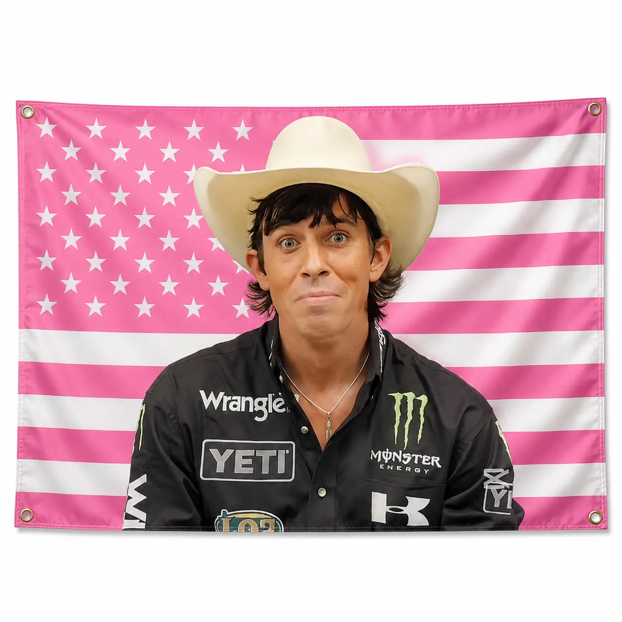 JB Mauney American Pink Flag Tapestry