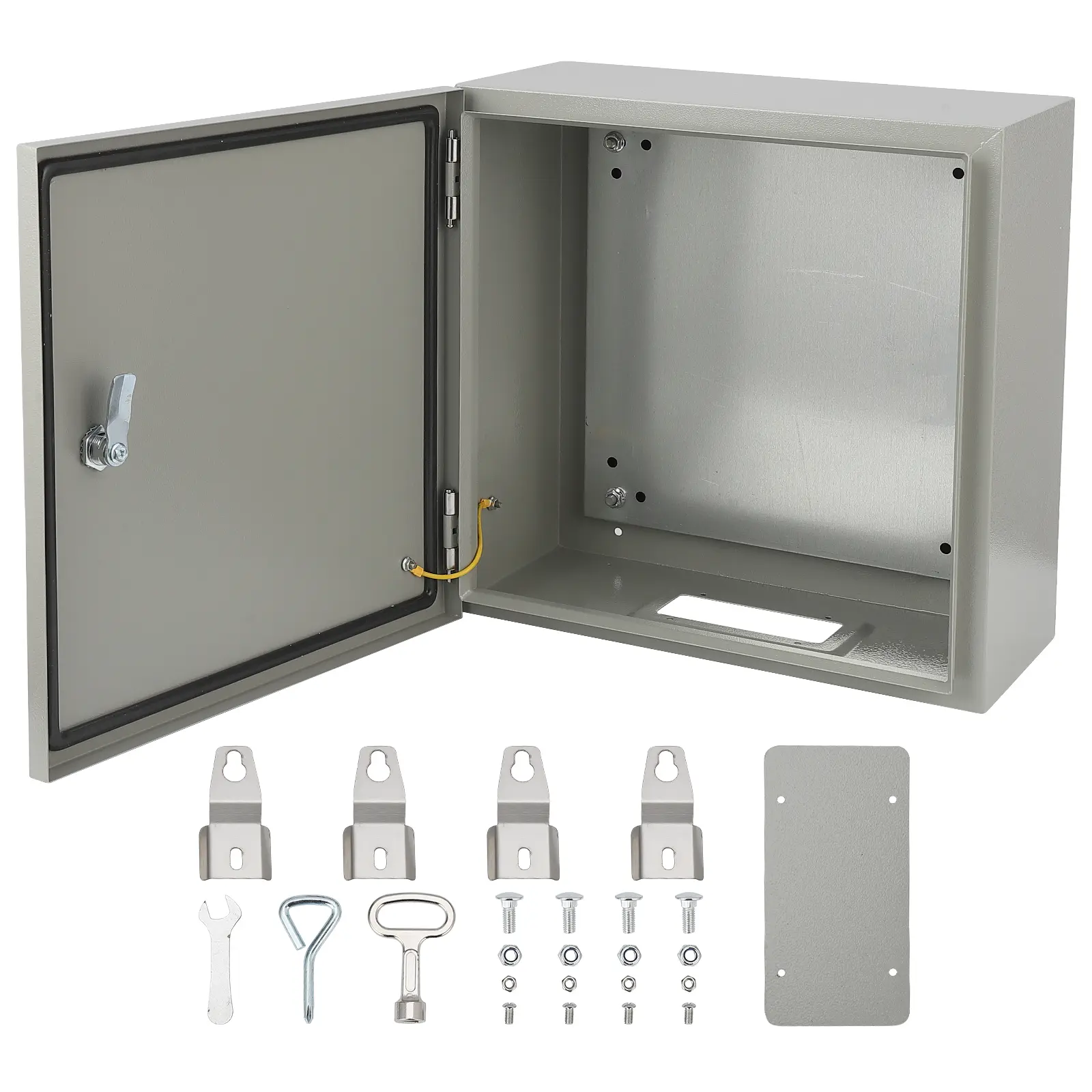 IP66 Waterproof Stainless Steel Electrical Box - Outdoor NEMA 4X Junction Enclosure with Hinged Cover, Lock, Removable Mounting Plate, for Residential or Industrial Projects