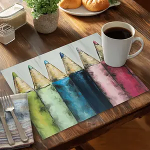 Begin Home Decor C4PP1418UVCKJV 14 x 18 in. Colouring Pencils - Polyester Placemat for Home Decor - Set of 4