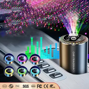 Car Air Freshener Diffuser, Smart Car Air Freshener,Rechargable Automative Car Diffuser with LED Star Projector , Aromatizante Para Carro with Essential Oil