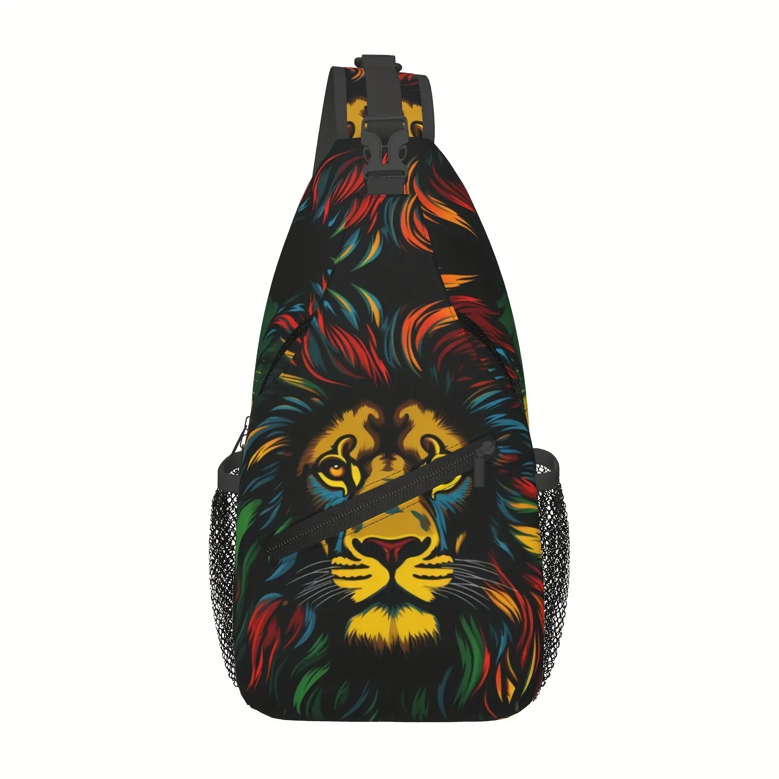 Crossbody Chest Bag Hiking Backpack Jamaica Reggae Music Lion Polyester Composite Cloth Large Capacity Durable Shoulder Bag for Shopping Work Leisure Travel Beach Fishing