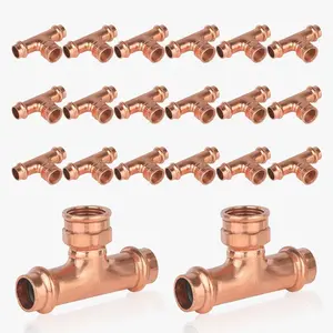 30 Pcs 1/2" x 1/2" x 1/2" Copper Press x Press x Female Thread Tee (Lead Free)