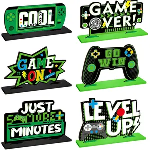 Game Console Design Wooden Ornament, 6 Counts/set Game Console Themed Desktop Decoration, Desktop Decoration for Home Living Room Bedroom