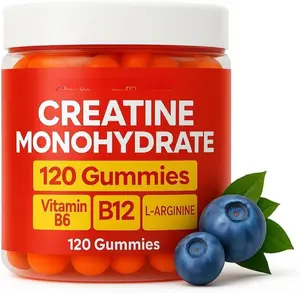 Creatine Monohydrate Gummies 5g – 5X Energy with B12, B6, and L-Arginine – Build Muscle & Strength – Gym Supplement – Creatina Monohidratada en Gomitas – Creatine Chews for Men & Women – 120 Count