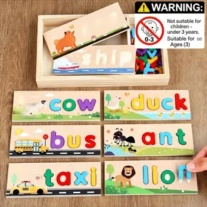 Wooden Spelling Game, 60pcs/set Alphabet & Number & Transportation Pattern Puzzle, Early Education Learning Toy for Kids, Wooden Stacking Puzzle, Wooden Peg Puzzle