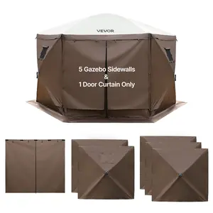 VEVOR Canopy Sidewalls, 5.67 x 4.85 ft, Canopy Tent Walls with Waterproof and Sunlight Protection, 1 Zippered Door & 2 Windows Design for Outdoor Event Tents, Vendor Booths (6 Sidewalls Only, Brown)
