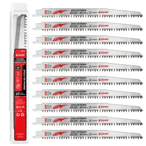 EZARC Wood Pruning Reciprocating Saw Blade 9 Inch, Fleam Ground Teeth Pruning Saw Blades for Tree Trimming, Wood/Wet Wood Cutting, 10 counts, FathersDayGift