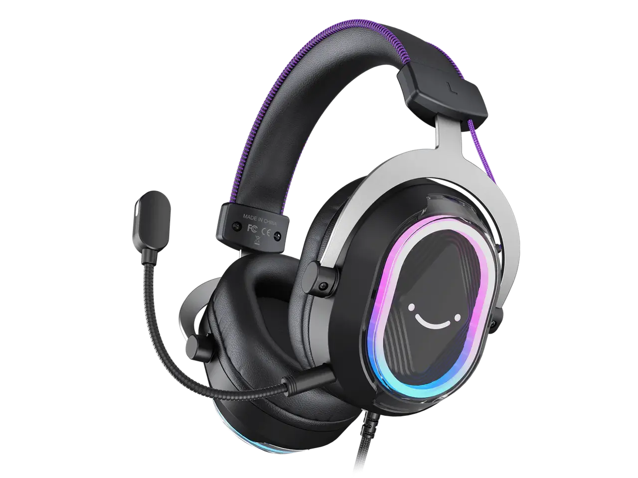 FIFINE H13 USB Gaming Headset - with Mic - 7.1 Surround Sound - Vibrant RGB Lighting - Ergonomic Ear Pads - Control Box, Streaming