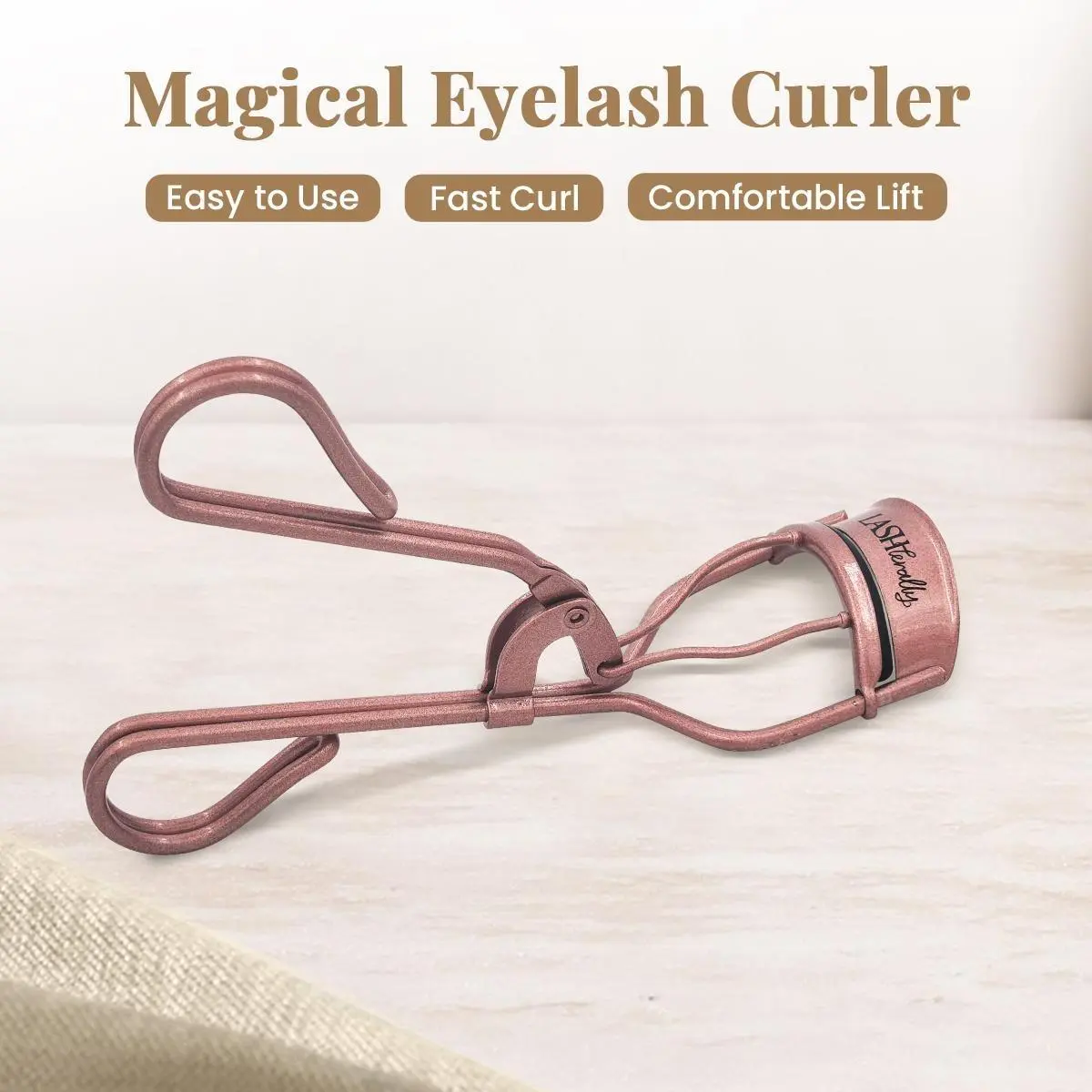 Lashterally Magical Eyelash Curler - Beauty Products, Black Silicone Pad, Ergonomic Design, Extra-Wide Opening for Precise Curling, Single Item, Everyday Use for Natural/False Lashes, Lash Goals Tool, Doll Eye Effect