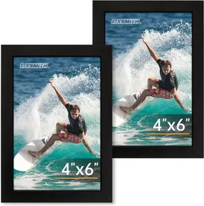 Black 4x6 Picture Frame Set of 2 - 4x6 Photo Frames with HD Plexiglass for Wall Hanging or Tabletop Display