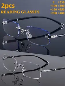 2pcs Glasses Reading with +1.0 to +4.0 Magnification, Non- Eyewear for Men & Women, Lens, Compatible with Contacts Users - Ideal for Computer, Reading