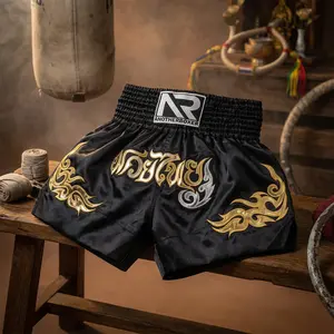 Muay Thai Boxing Kickboxing Grappling Training Workout Gym Shorts for Men Women Kids - Elastic Waist Breathable Lightweight Quick-Dry Martial Arts MMA Fitness Combat Sports Apparel Perfect for Adults and Youth