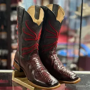 Print Python Cowboy Boots Square Toe
