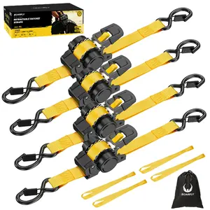 SOARFLY R1 Retractable Ratchet Straps, 1" x 11.5' Heavy Duty Retracting Tie Down Straps for Cargo, Truck, Trailer, Motorcycle, Boat (2-Pack or 4-Pack)  SummerWins , DealsForYouDays