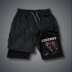 CHUCK NORRIS Double-Layer Sports Shorts Graphic Shorts Black Shorts Camo Shorts Streetwear Shorts Men Outfits Men Short Shorts Vacation Outfits Shorts