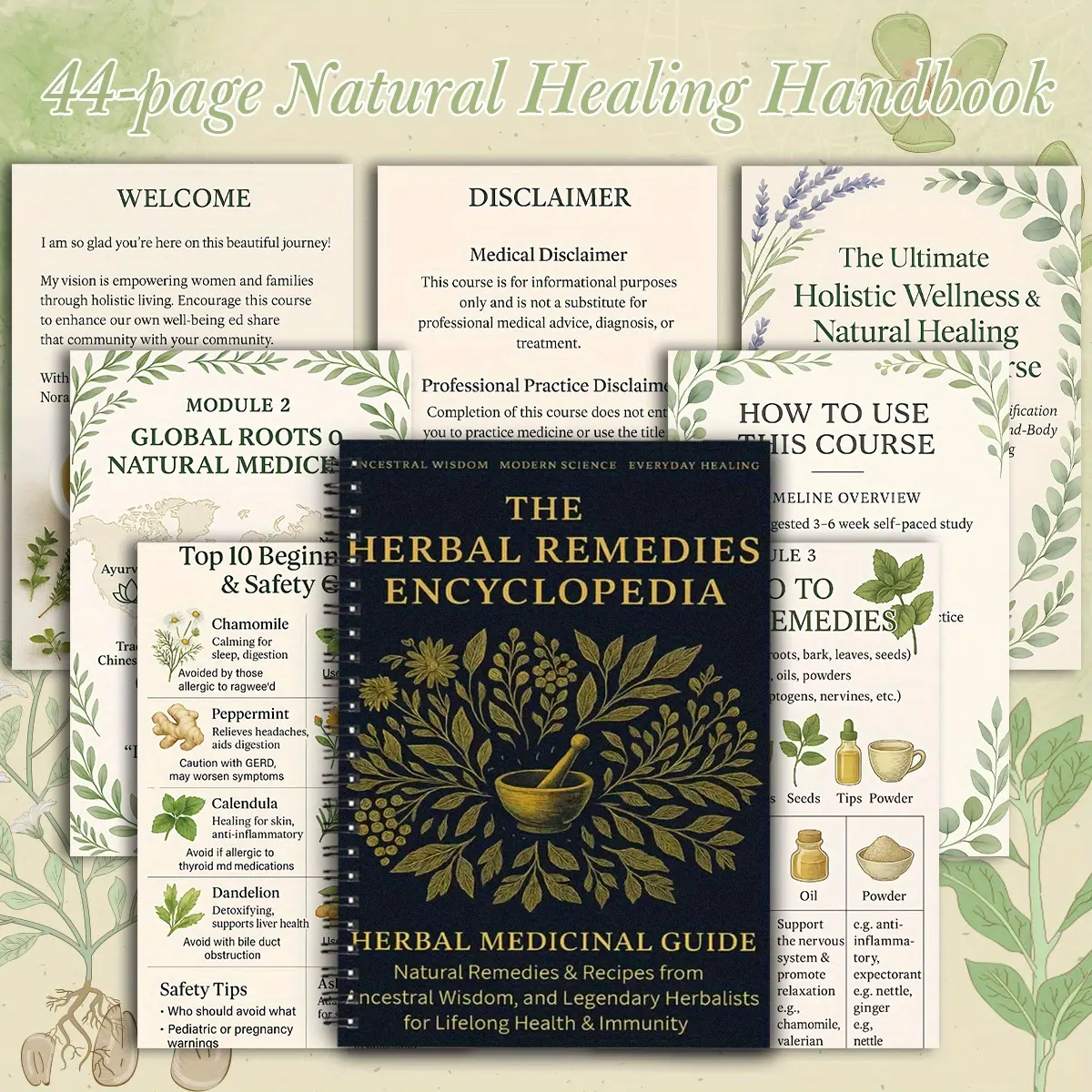 1pc Herbal Spiral Notebook Journal: Natural Health Therapy Guide 5.5 x 8.3 Inches Retro Plant Guide, Tear Away Pages for Easy Reference, Ideal Gift for Christmas, Valentine's Day, Birthdays & Anniversaries, Perfect for Home Health Care