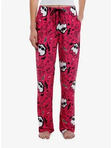 Monster High Skullette Icons Pajama Pants, Trendy Skullette Icons Loungewear Pants Relaxed Fit Sleepwear, Comfortable Pajama Trousers Soft And Cozy Nightwear