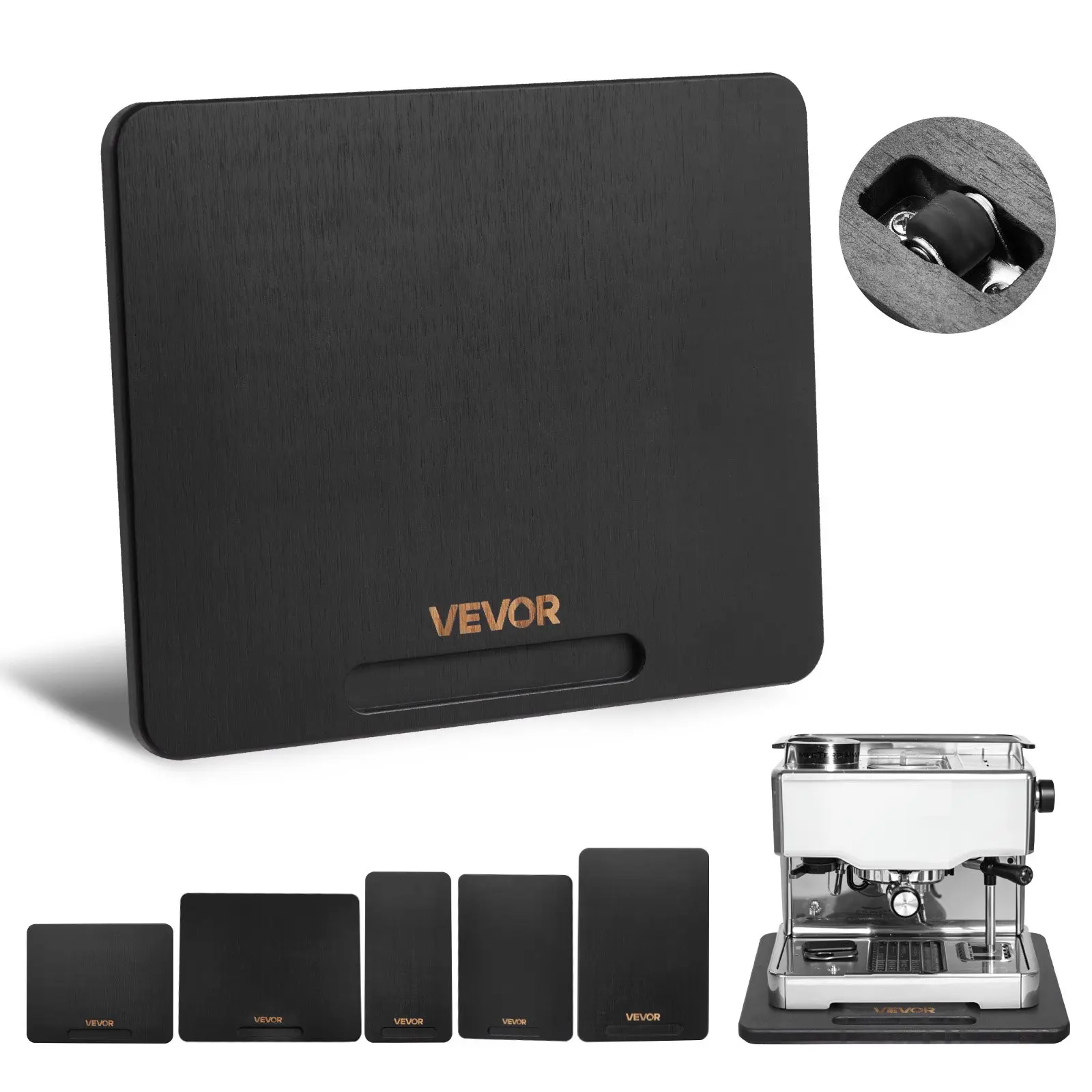 VEVOR Appliance Slider, Small 10.5x 13-inch, Rolling Sliding Tray with Silent Rubber Wheels Hollow Handle, Easy to Clean, Appliance Rolling Tray for Coffee Maker, Kitchen Countertop, Black