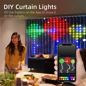 6.56 X 6.56ft Smart LED Curtain Lights With App & Remote Control, Color Changing Dynamic String Lights, Led Fairy Lights With APP Control Remote Control For Bedroom Room Party Home Tree