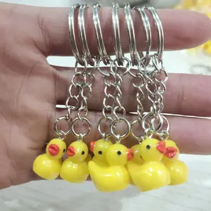 5pcs Cartoon Mini Duck Keychain, Resin Material, Cute Key Ring Accessories, Perfect Small Gift, Cross-Border Fashion Item