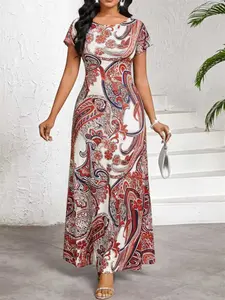 Elegant Leopard Print Dress for Women, Round Neck Short Sleeve A-Line Party Gown, Printed Party Dress, Perfect for Summer Festivals & Gatherings Hrs235-Huase2