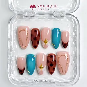 Younique Nails 2025 | GG Studio | Leopard Light | 10PCS 100% Handmade Press-On Nails | Reusable Colorful Art