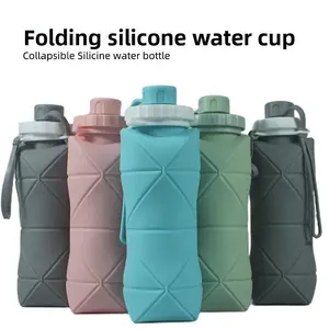 Collapsible Silicone Water Bottle 600ml - Portable Foldable Travel Bottle