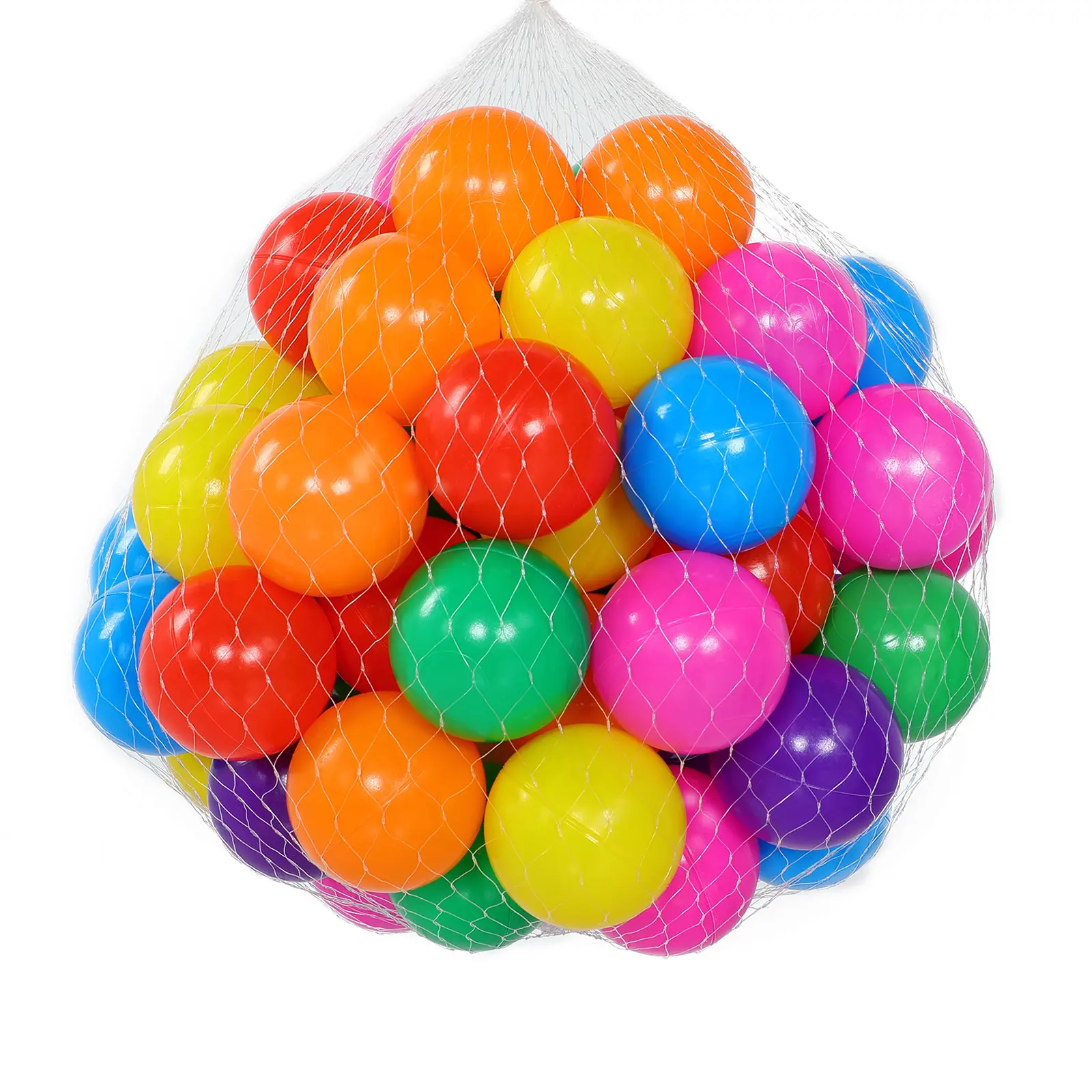 Ball Pit Balls 50 Count 7 Bright Colors 2.2 Inch Non Toxic Plastic for Playhouse & Swimming Pool Safe Soft Fun,with clear PVC storage bag