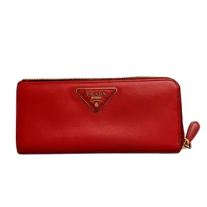 Pre-owned PRADA Wallet Small Leather Goods womens red long zip around Authentic of COA